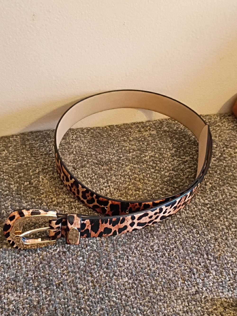 Vince Camuto Leopard Print Women’s Belt with Gold Buckle